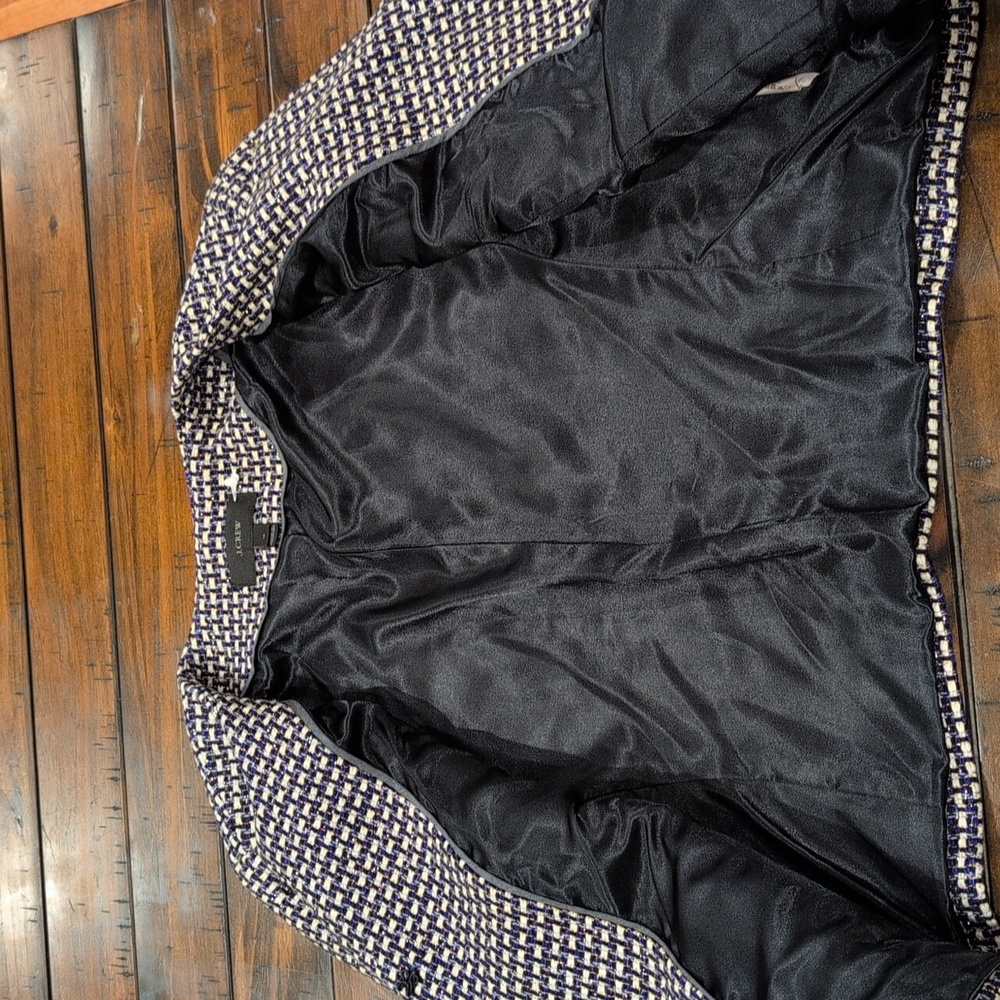 J. Crew Silk Blend Tweed shimmer Blazer Basket Weave - Picture 5 of 9
